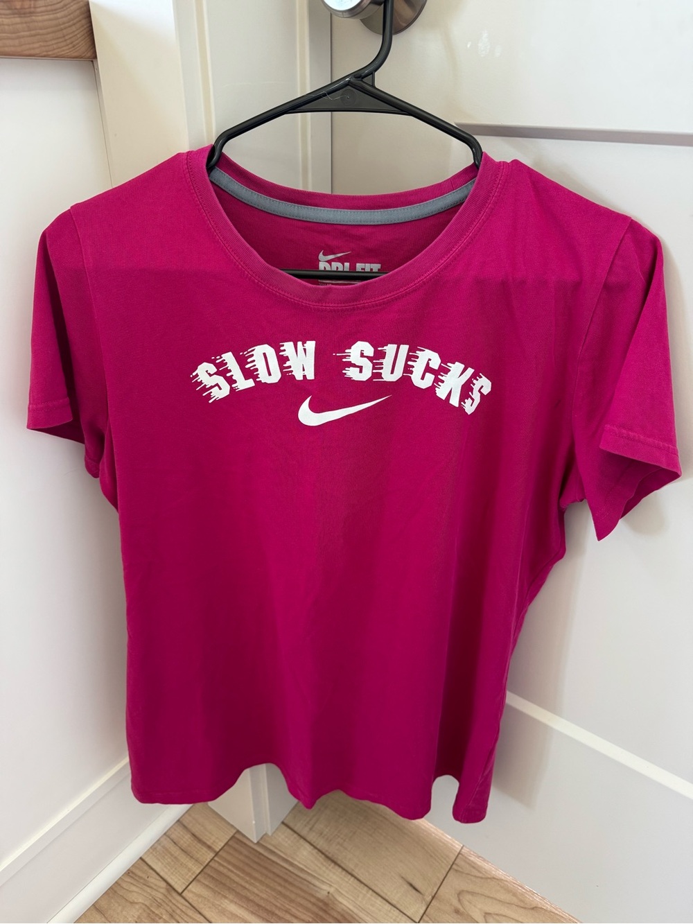 Nike Dri-FIT Athletic Tee - Fuchsia Pink with White Logo